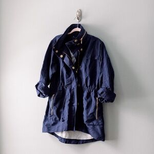 The Fillmore Anthropologie - Navy Blue Hooded Anorak Jacket - Women's Large